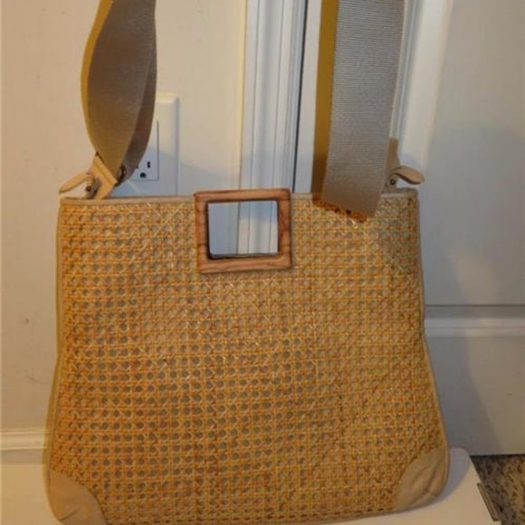 Anne Klein Handbags - WOMENS ANNE KLEIN BEIGE LEATHER/STRAW MATERIAL HAN